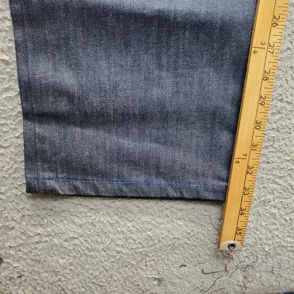 Qruel Hip Hop Baggy Jeans Men 32/32 Blue Denim Studded Belt Loop Double Stitched